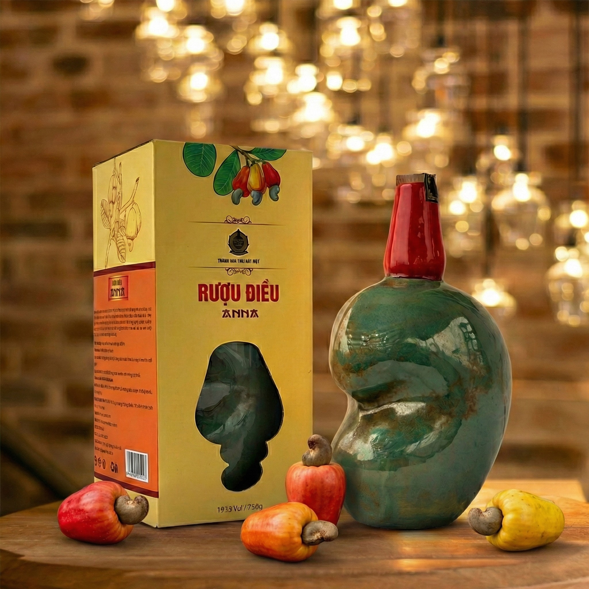 Rượu Điều ANNA và hộp quà bên trái điều tươi